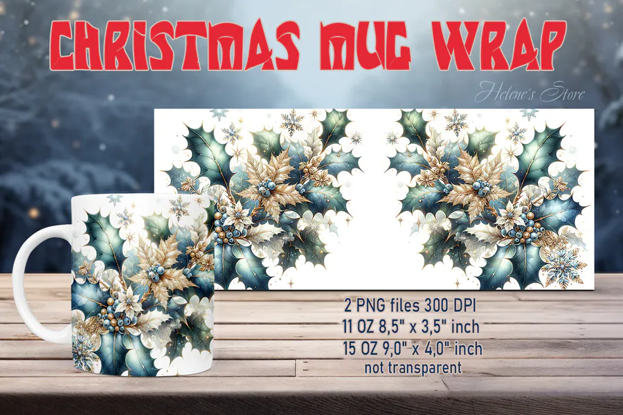 Retro Christmas Mug Wraps 2 preview for sublimation mug wrap designs