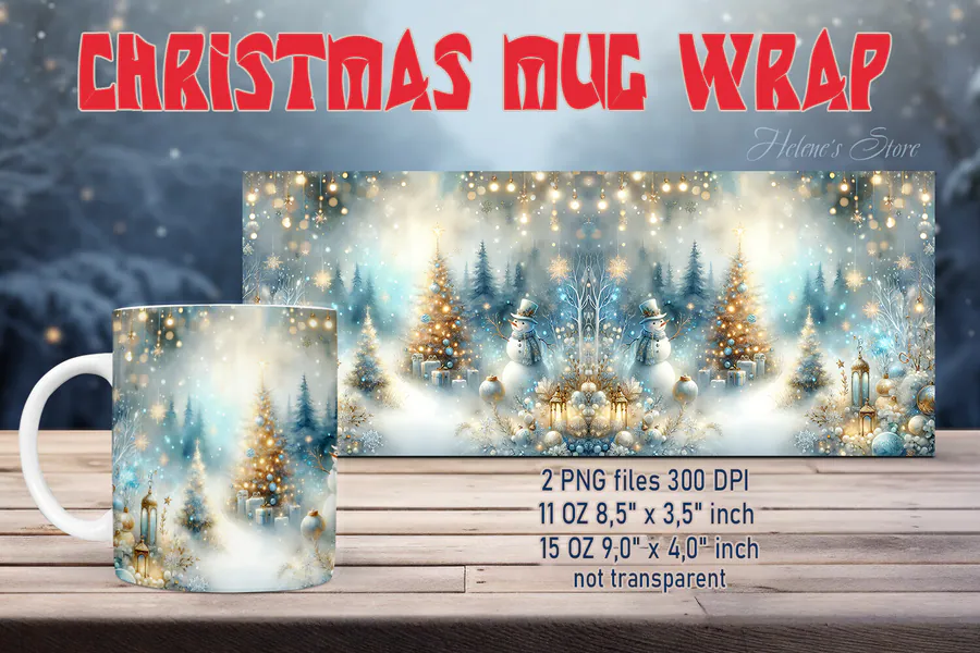 Retro Snowman Mug Wraps preview for sublimation mug wrap designs