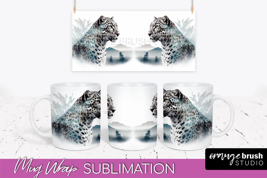 Wild Animals Mountain Mug Wrap preview for sublimation mug wrap designs
