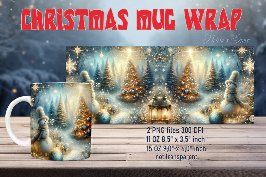 Retro Snowman Mug Wraps 2 preview for sublimation mug wrap designs