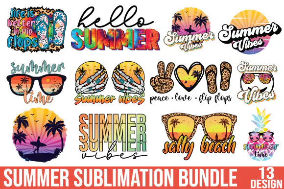 Summer Sublimation T-Shirt Design Bundle preview for sublimation shirt designs