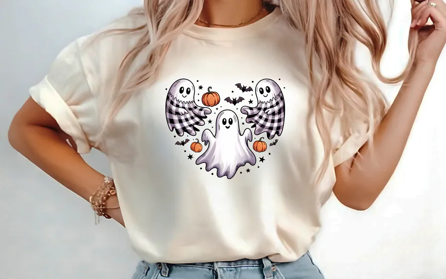 Cute Spooky Ghost Sublimation Shirt PNG preview for sublimation shirt designs