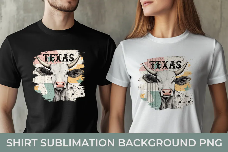 Texas Sublimation Shirt Longhorn Cow preview for sublimation shirt designs