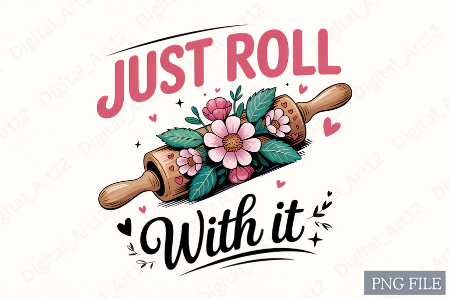 Just Roll with It Sublimation Design preview for sublimation shirt designs
