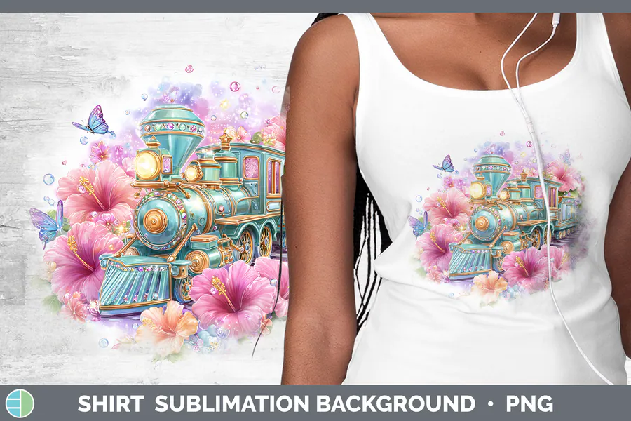 Rainbow Train Summer Shirt Design preview for sublimation shirt ideas