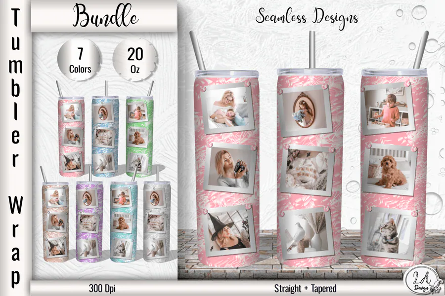 Photo Tumbler Wrap Sublimation Bundle preview for sublimation tumbler designs