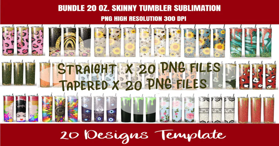 20oz Skinny Tumbler Sublimation Bundle preview for sublimation tumbler designs
