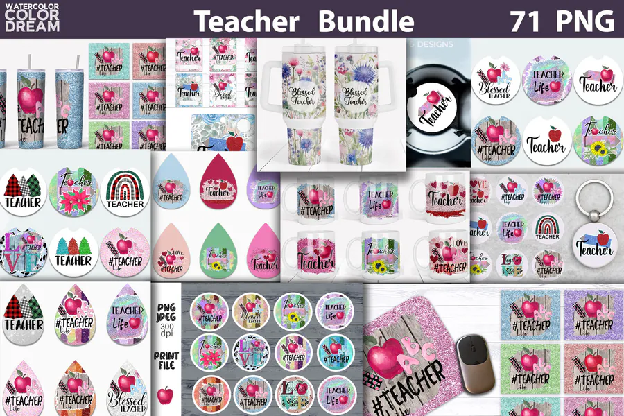 Teacher Sublimation Big Bundle preview for teacher mouse pad sublimation designs