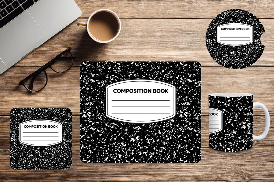 Composition Book Mouse Pad and Coaster preview for teacher mouse pad sublimation designs