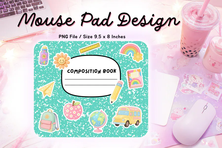 Composition Book School Mouse Pad 2 preview for teacher mouse pad sublimation designs