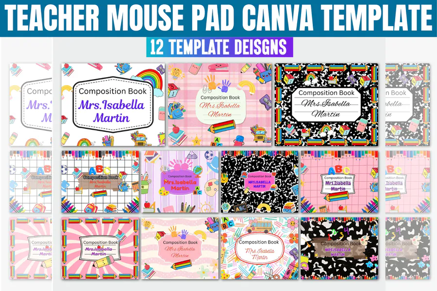 Editable Teacher Mouse Pad Template preview for teacher mouse pad sublimation designs