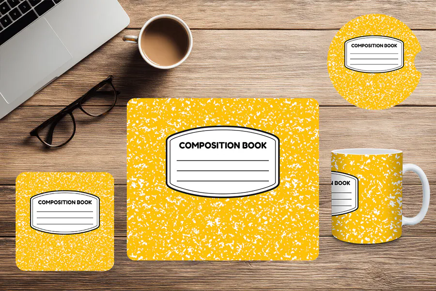 Composition Book Mouse Pad Mug Coaster 7 preview for teacher sublimation designs