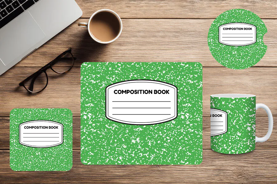 Composition Book Mouse Pad Mug Coaster 5 preview for teacher sublimation designs