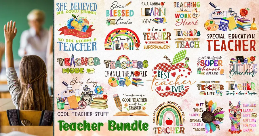 Best Teacher Sublimation Bundle preview for teacher sublimation designs