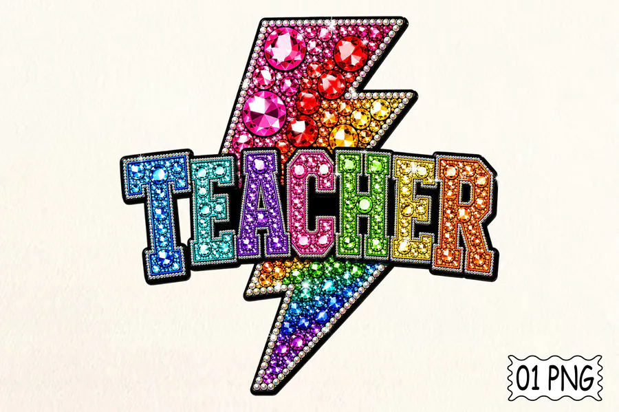 Faux Rhinestone Back to School PNG preview for teacher sublimation designs