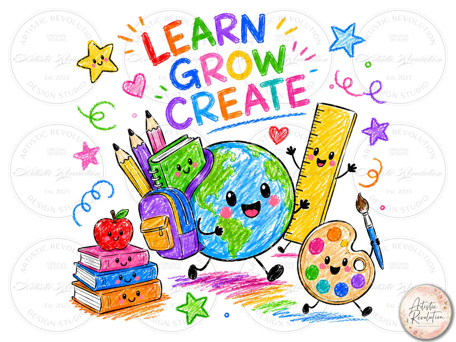Cute Crayon Back to School PNG preview for teacher sublimation designs