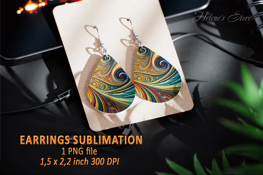 Retro Pattern Teardrop Earring preview for teardrop earring sublimation designs