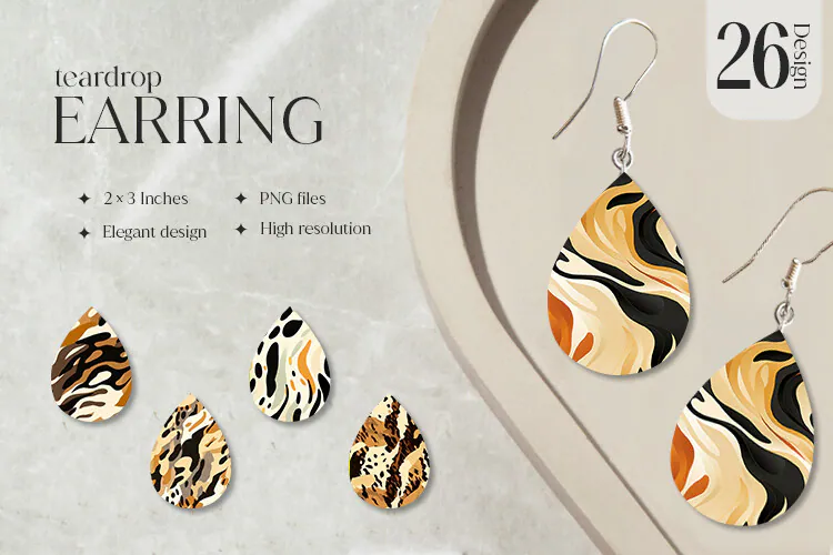 Safari Earring Bundle preview for teardrop earring sublimation designs