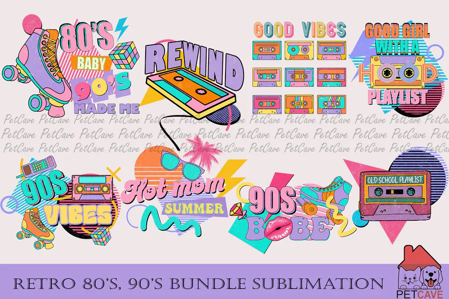Retro 80's 90's Bundle Sublimation preview