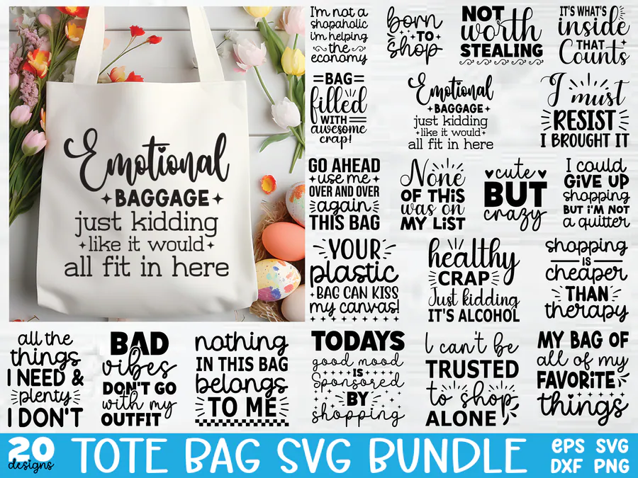 Tote Bag SVG Bundle preview for tote bag sublimation designs