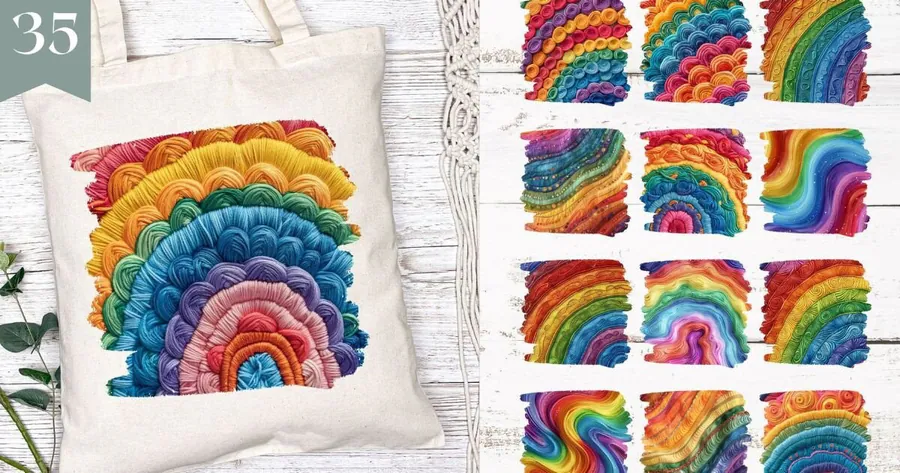 Colorful Rainbow Tote Bag Bundle preview for tote bag sublimation designs