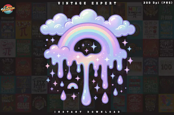 Kawaii Dripping Rainbow Cloud Clipart preview