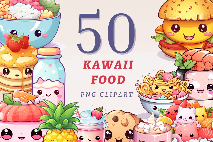 Kawaii Food PNG Bundle preview