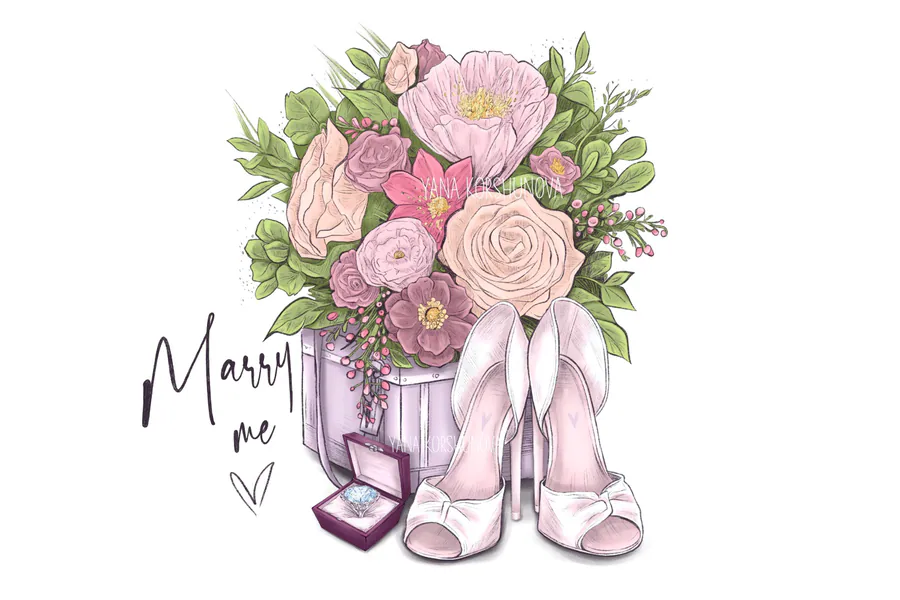 Wedding Planner Clipart, Marry Me PNG preview for wedding sublimation designs