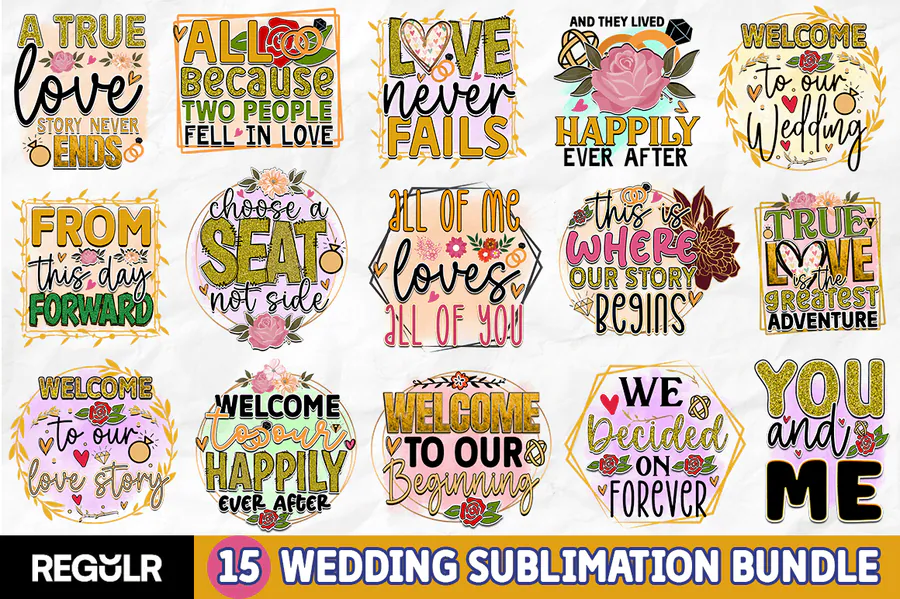 Wedding Sublimation Bundle preview for wedding sublimation designs