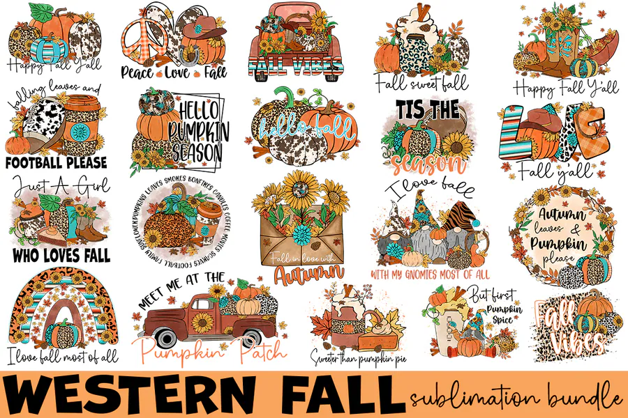 Western Fall Sublimation Bundle preview for western sublimation