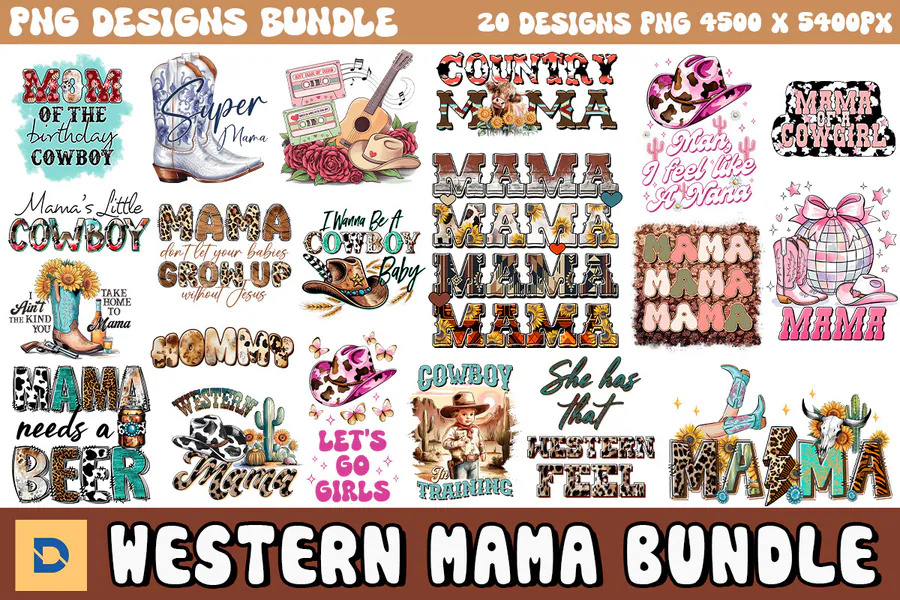 Western Mama Sublimation Bundle preview for western sublimation
