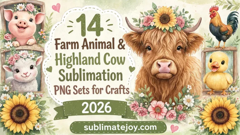 14 Farm Animal & Highland Cow Sublimation PNG Sets for Crafts (2026)