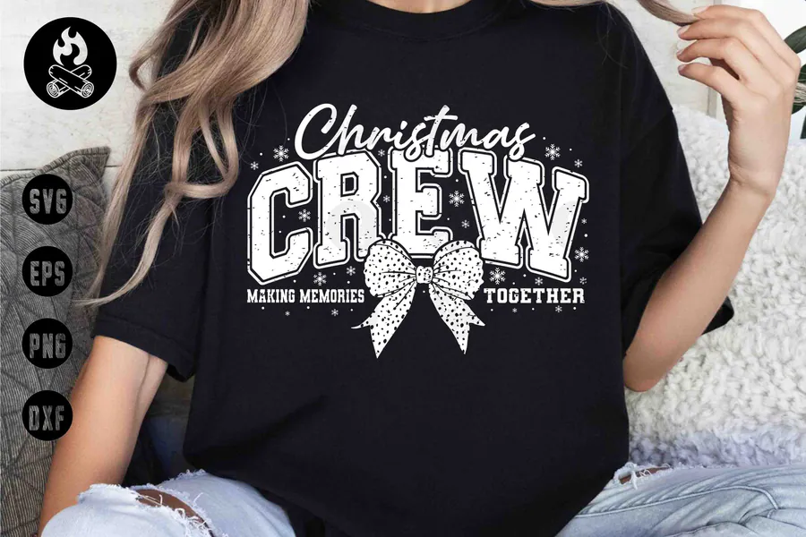 Family Christmas Crew design with a dotted bow and memory-making wording