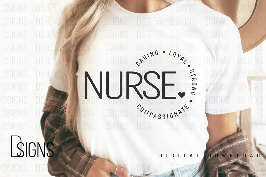 Minimal nurse lettering with small caring and compassionate words