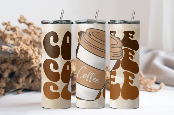 Cream and brown Coffee Coffee Coffee tumbler design