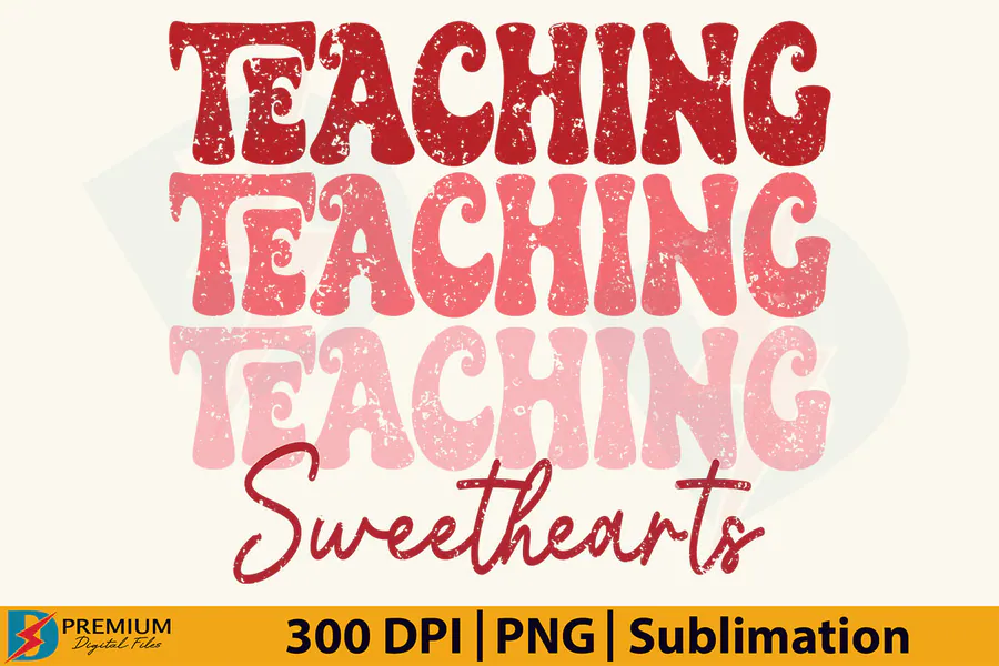 Red and pink Teaching Sweethearts typography preview