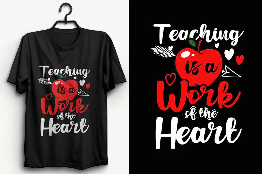 Teaching is a Work of the Heart white and red quote graphic
